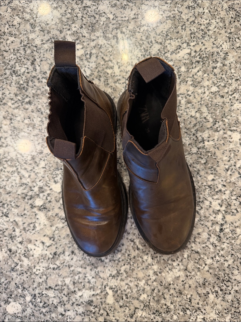 Zara Kids Brown Leather Chelsea Boots